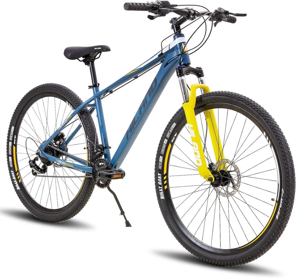 Hiland 29 Inch Mountain Bike for Men, Aluminum Frame, Front and Rear Hydraulic Disc Brakes, Lock-Out Suspension Fork, 16 Speeds, Hardtail Trail MTB Bicycle