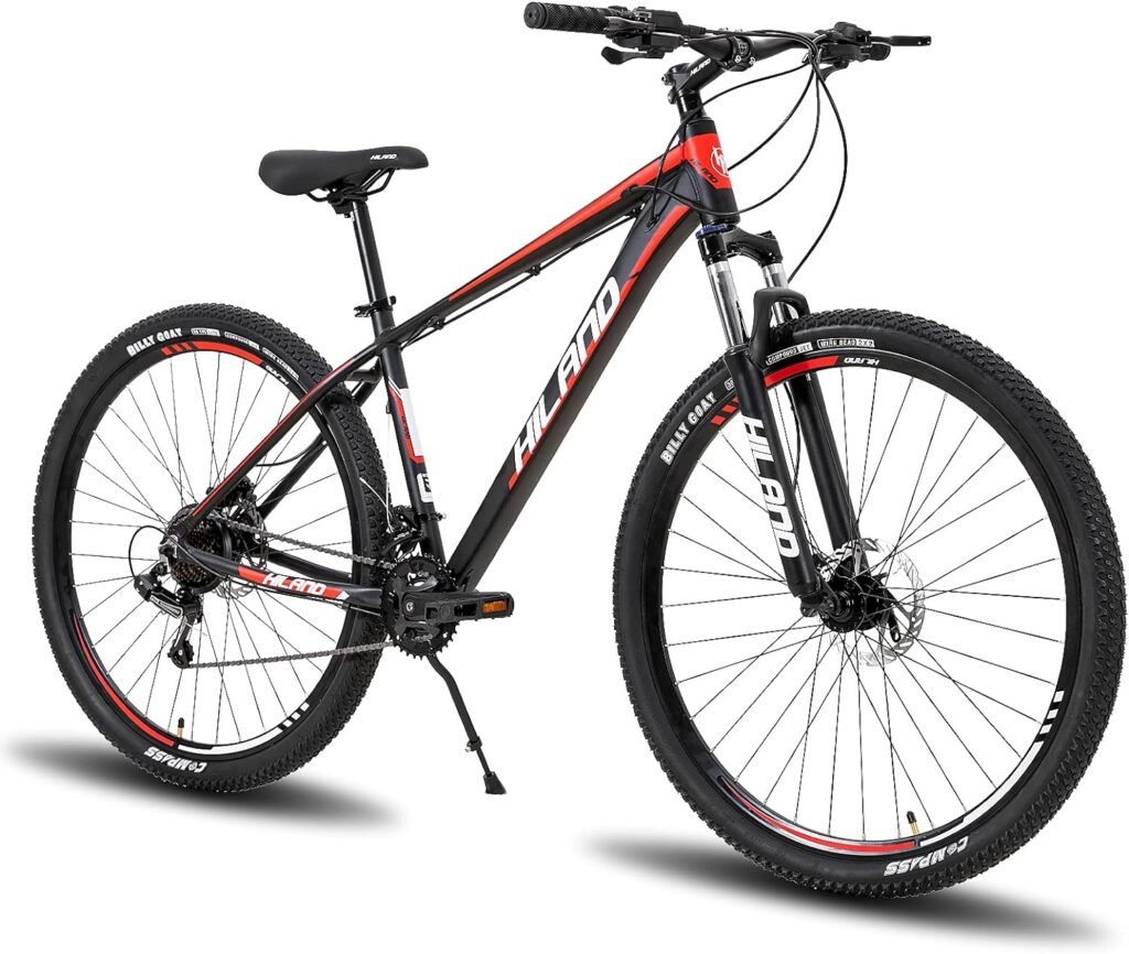 Hiland 29 Inch Mountain Bike for Men, Aluminum Frame, Front and Rear Hydraulic Disc Brakes, Lock-Out Suspension Fork, 16 Speeds, Hardtail Trail MTB Bicycle