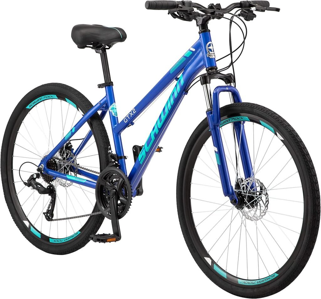 Schwinn GTX Comfort Adult Hybrid Bike, Men and Women, Dual Sport Bicycle, 700c Wheels, Step-Through or Step-Over Lightweight Aluminum Frame