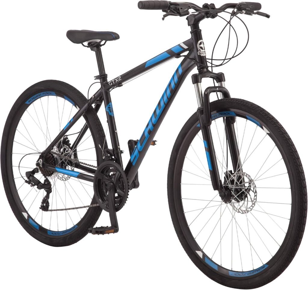 Schwinn GTX Comfort Adult Hybrid Bike, Men and Women, Dual Sport Bicycle, 700c Wheels, Step-Through or Step-Over Lightweight Aluminum Frame