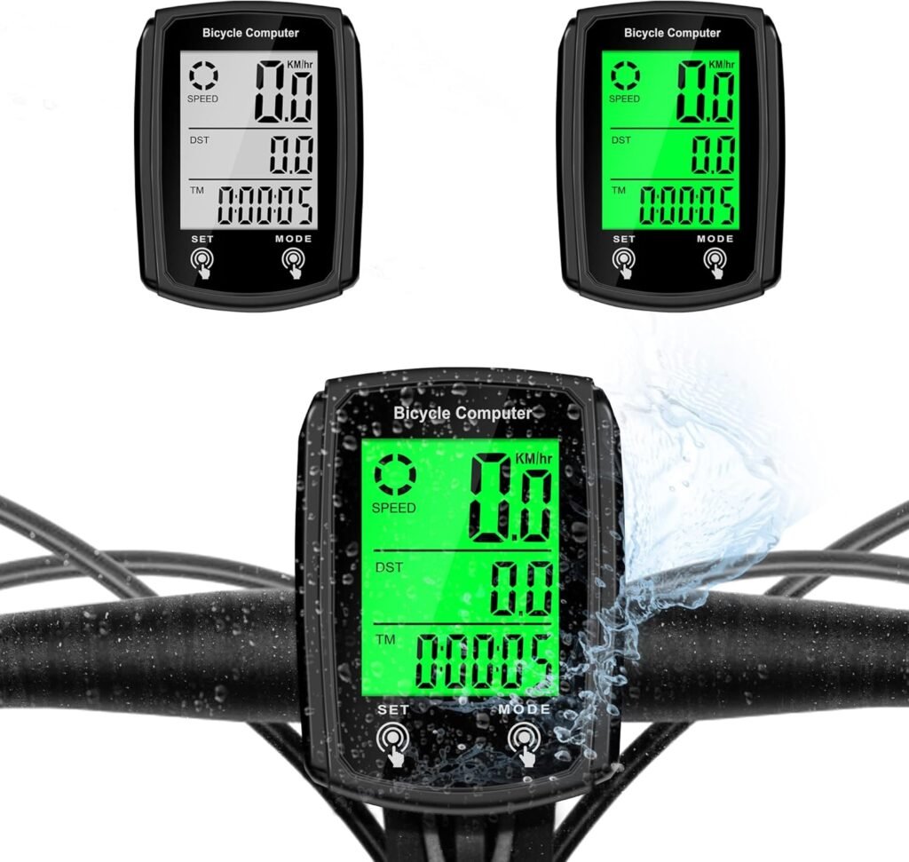 Bike Computer and Bicycle Odometer Wired MPH KM/H Bike Speedometer with Automatic Wake-Up Cycling Speed Tracker LCD Display  Single Mileage  Multi-Functions Accessories