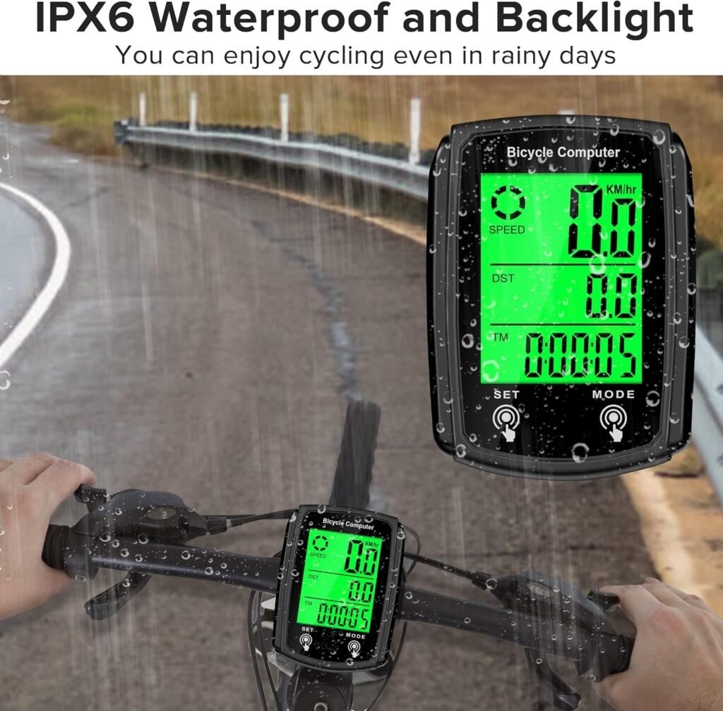 Bike Computer and Bicycle Odometer Wired MPH KM/H Bike Speedometer with Automatic Wake-Up Cycling Speed Tracker LCD Display  Single Mileage  Multi-Functions Accessories